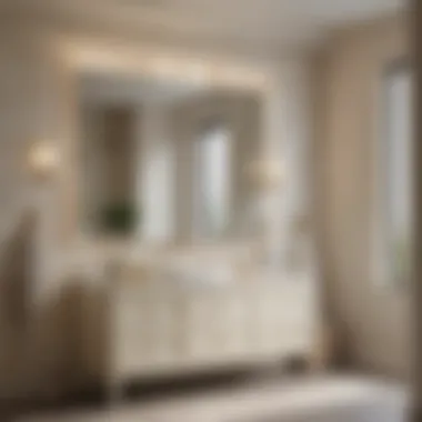 Chic Cream-Colored Vanity Enhancing a Sleek Modern Bathroom Cream-Colored Vanity in Modern Bathroom Setting