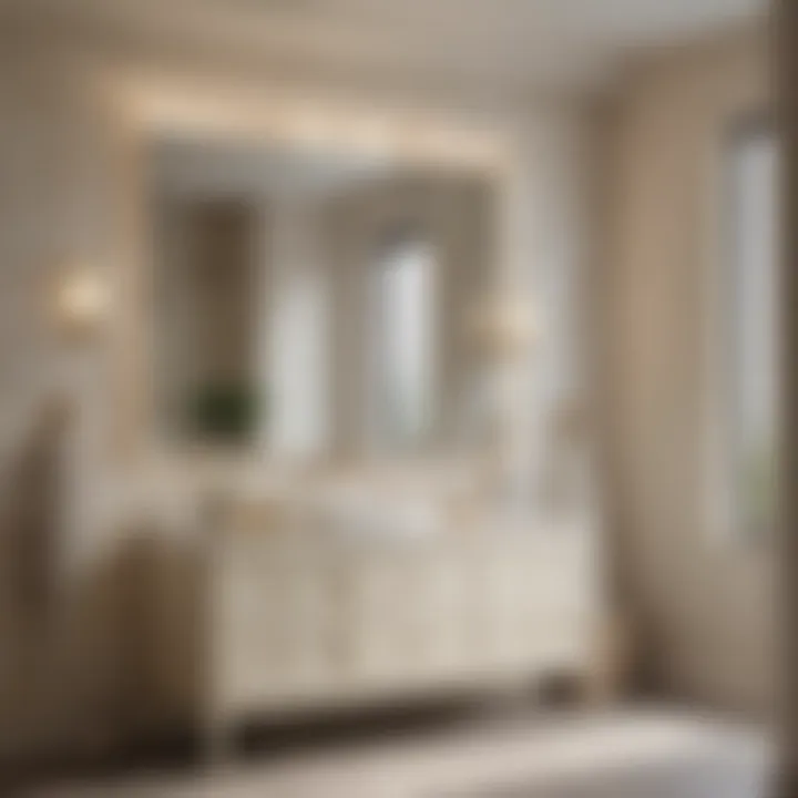 Chic Cream-Colored Vanity Enhancing a Sleek Modern Bathroom Cream-Colored Vanity in Modern Bathroom Setting