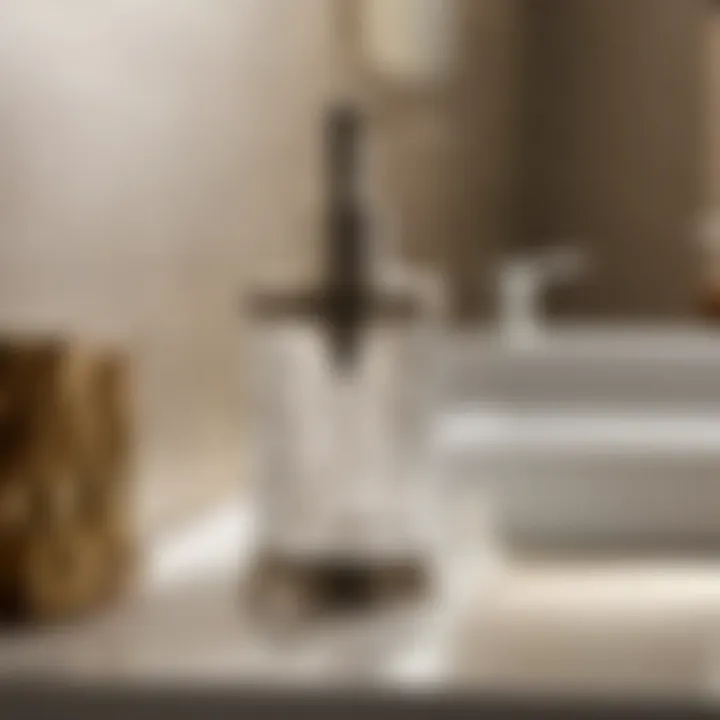 Brushed nickel soap dispenser with elegant design complementing bathroom decor