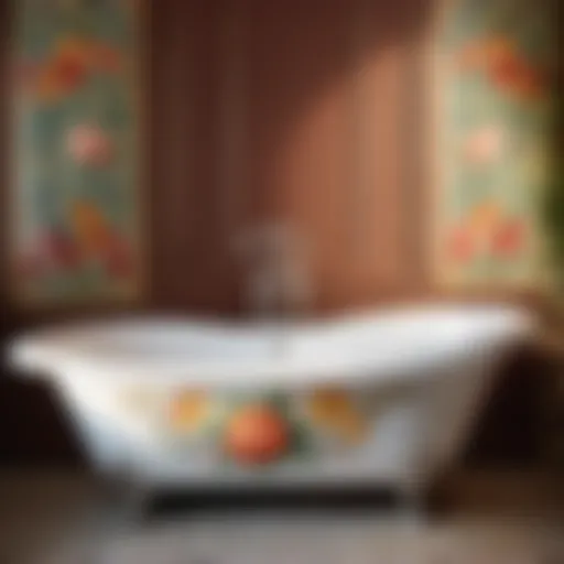 Elegant Enamel Bathtub with Floral Accents