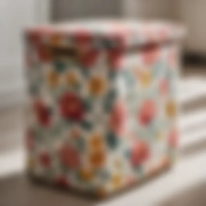 Floral Elegance Laundry Hamper Elegant fabric laundry hamper with floral pattern