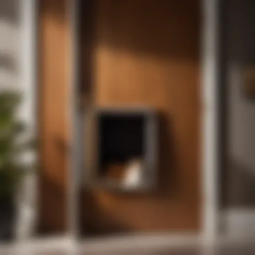 Elegant feline silhouette design on a modern cat door