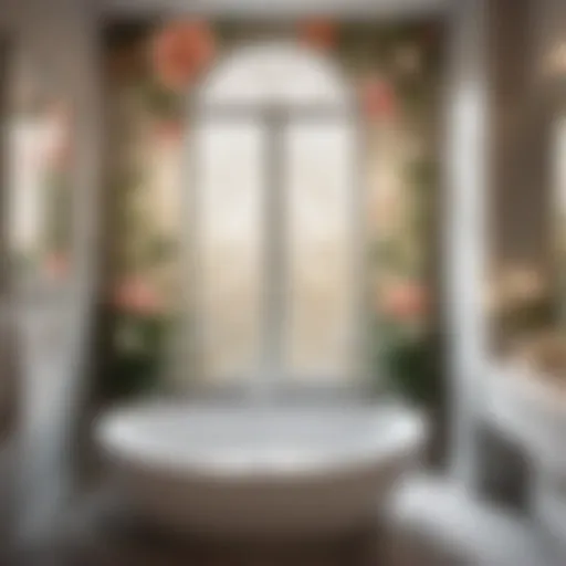 Elegant floral pattern decorative window film in bathroom