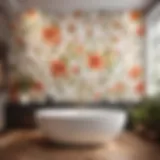 Elegant floral pattern self-adhesive wall tile