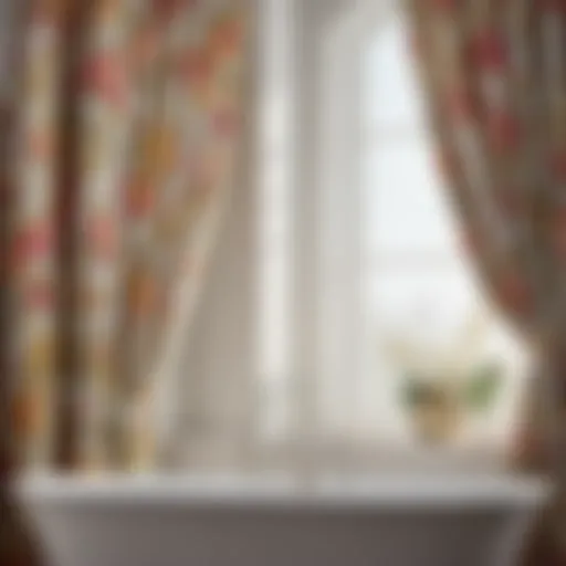 Elegant floral patterned 36-inch bathroom curtain