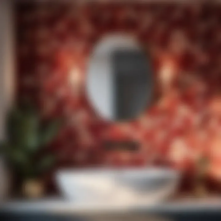 Elegant floral wallpaper in bathroom