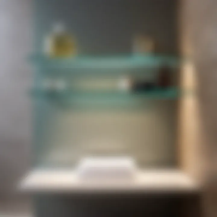 Sleek Glass Shelf Design in Contemporary Setting Elegant glass shelf in modern bathroom niche
