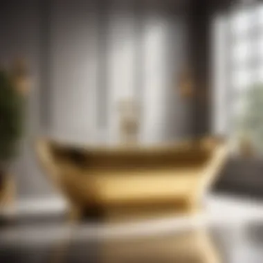7ft Long Bathtub with Elegant Gold Accents