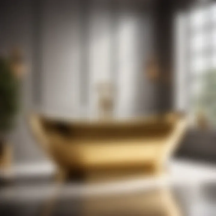 7ft Long Bathtub with Elegant Gold Accents
