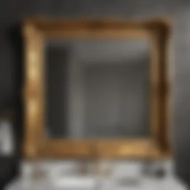 Elegant gold leaf faux frame bathroom mirror