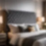Elegant Gray Bedroom Set with Diamond Accents - Luxurious Headboard