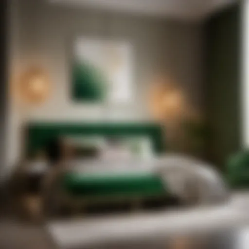 Elegant Green Bedroom Bench in Modern Minimalist Bedroom