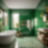 Elegant Green and White Bathroom Tiles - Natural Inspiration