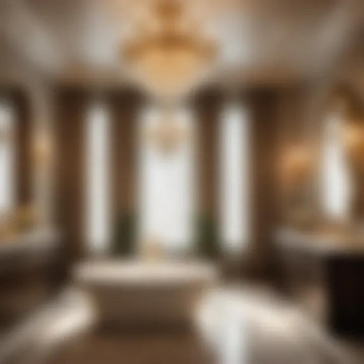 Elevated Bathroom Ambiance with Chandelier Lighting