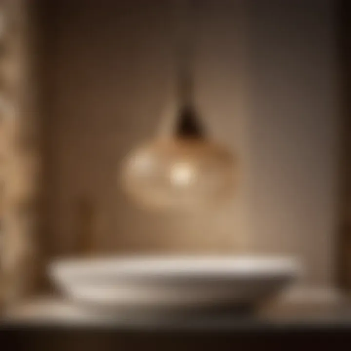 Antique bronze pendant light illuminating a luxurious bathroom