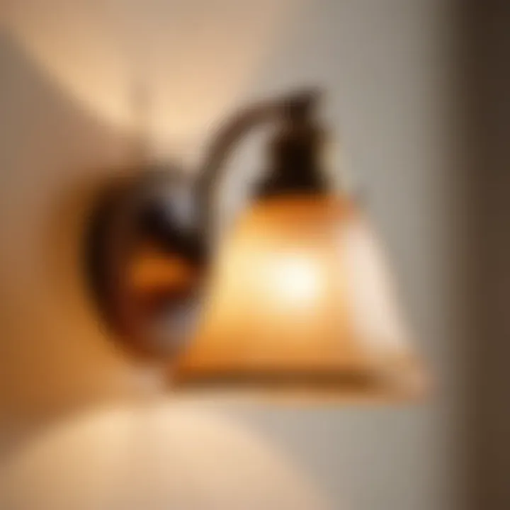 Antique bronze bathroom sconce casting a warm glow