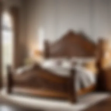Artisan Crafted Carved Wooden Bed Frame with Intricate Details Exquisite Carved Wooden Bed Frame
