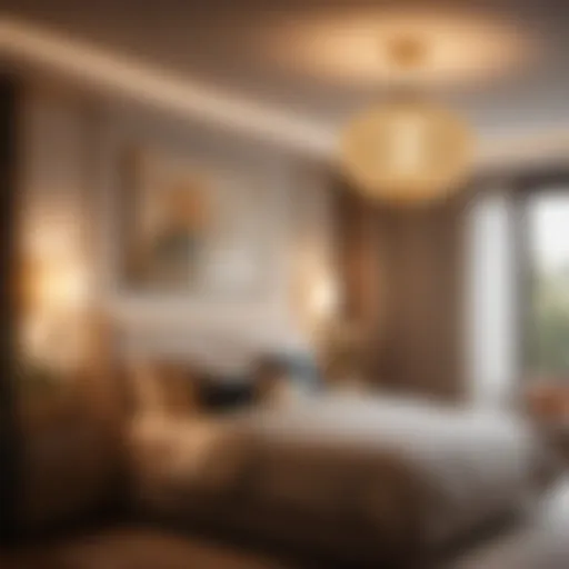 Elegant lantern lights casting warm glow in bedroom