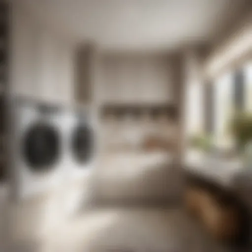 Elegant laundry room with high-end appliances and stylish decor