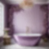 Elegant light purple bathroom wall decor with floral accents