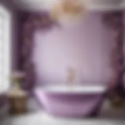 Elegant light purple bathroom wall decor with floral accents