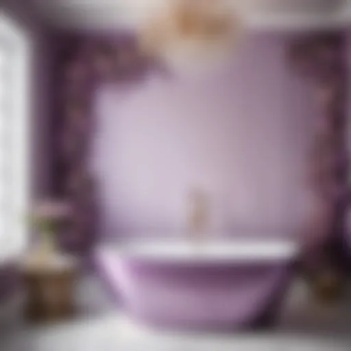 Elegant light purple bathroom wall decor with floral accents
