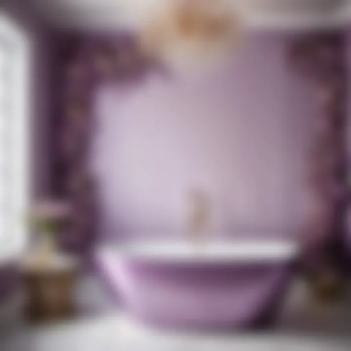 Elegant light purple bathroom wall decor with floral accents