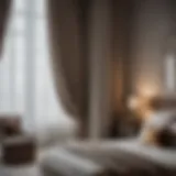 Graceful Drapery in Bedroom Elegantly draped lined curtain in bedroom