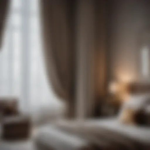 Graceful Drapery in Bedroom Elegantly draped lined curtain in bedroom