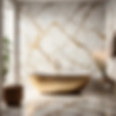 Elegant marble-inspired temporary wallpaper in bathroom