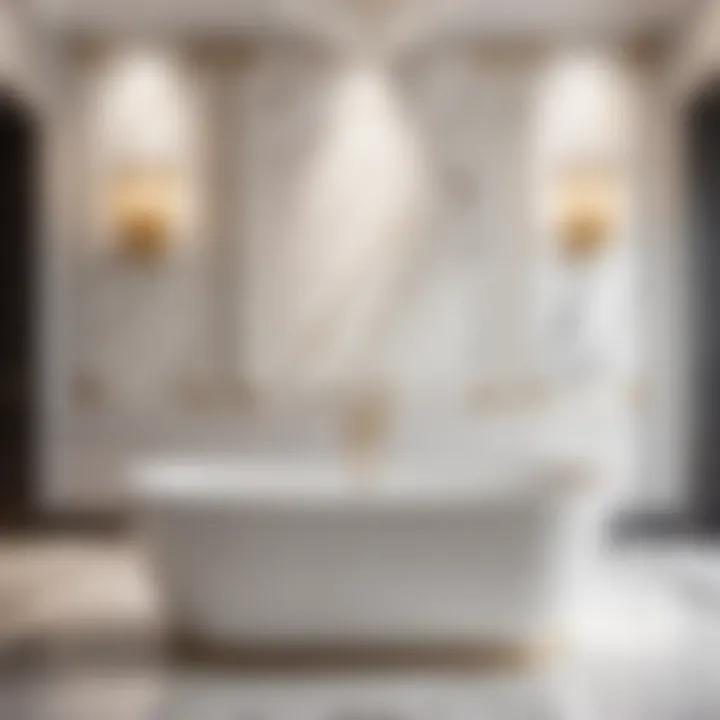 Marble Masterpiece Elegant marble wainscoting in a modern bathroom