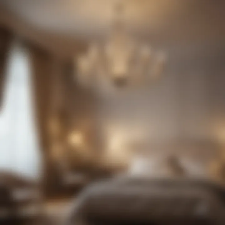 Chandelier Casting Soft Light in Elegant Master Bedroom