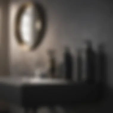 Elegant matt black bathroom accessories arranged beautifully