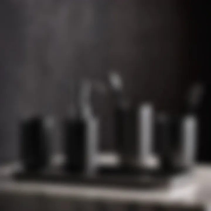 Elegant dark grey metal bathroom accessories