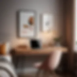 Elegant minimalist mini desk in a cozy bedroom