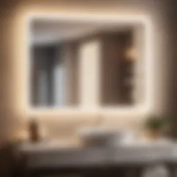 Illuminated bathroom vanity with elegant mirror