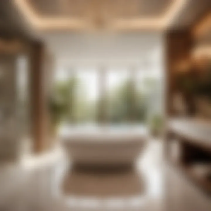 Luxurious whirlpool bathtub and shower combo in elegant modern bathroom