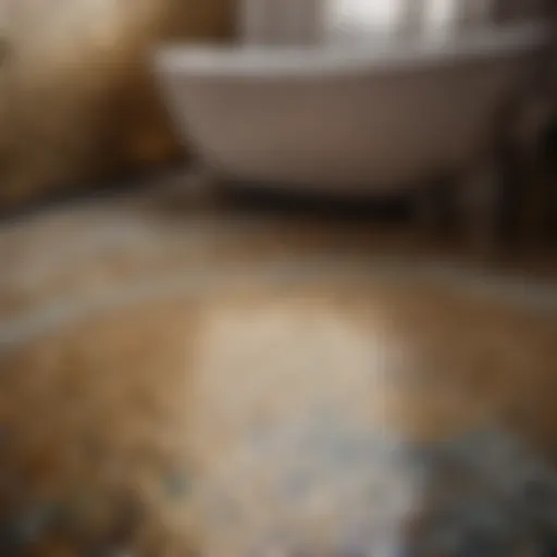 Elegant mosaic pattern on 12x12 bathroom floor tiles