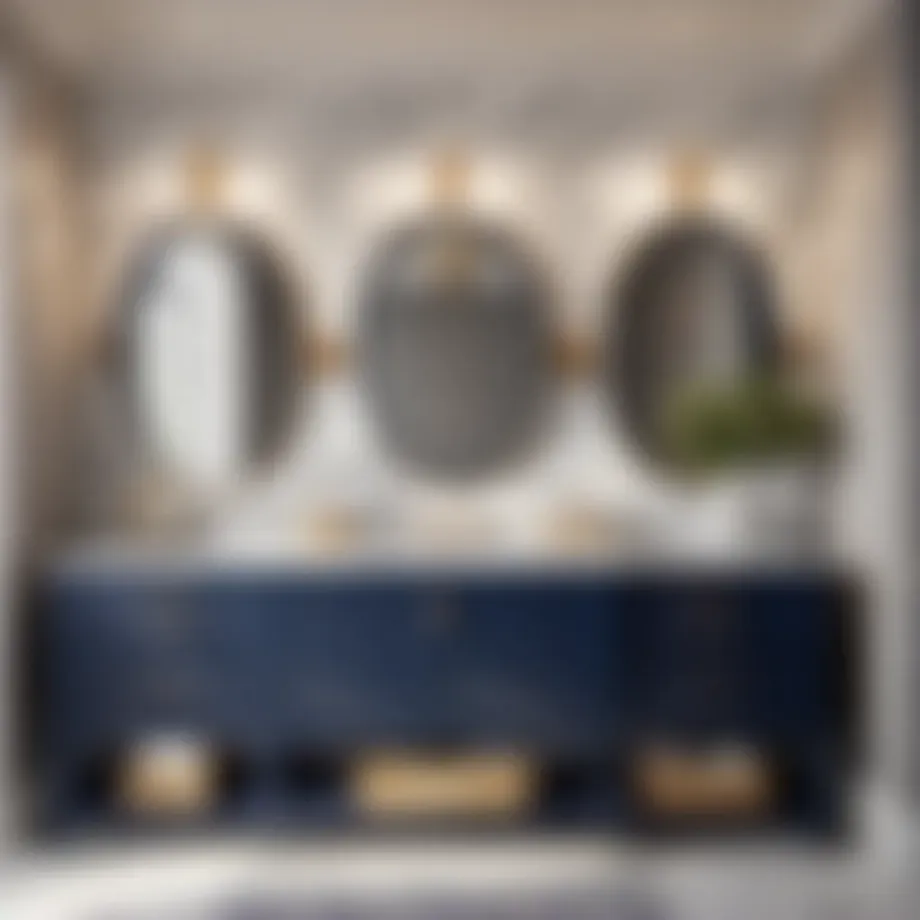 Elegant Navy Bath Vanity with Marble Countertop