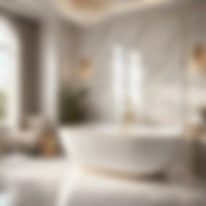 Elegant neutral color bathroom with marble accents