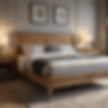 Elegant Oak Wood Bed Frame in Luxurious Bedroom Setting