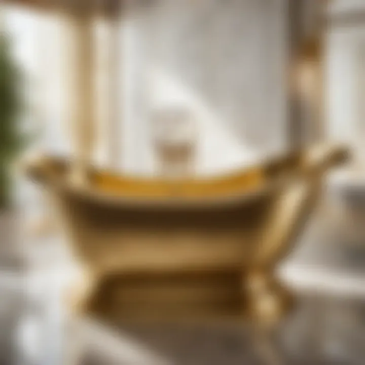 Luxurious Gold-Toned Pedestal Bath Tub Elegant Pedestal Bath Tub with Gold Accents