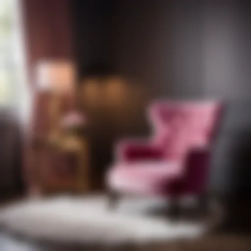 Elegant Pink Velvet Chair in Bedroom