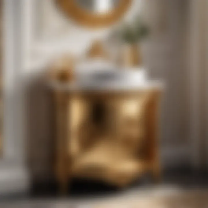 Luxurious gold-accented wash stand with intricate detailing