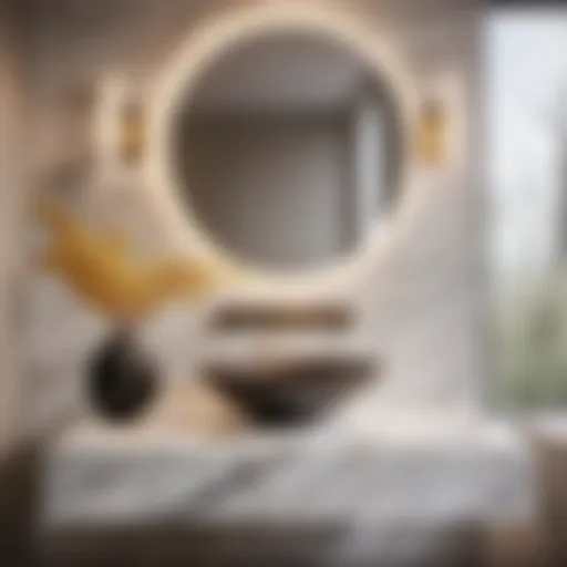 Refined marble wash stand in contemporary bathroom