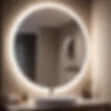 Elegant round frameless bathroom mirror reflecting ambient light
