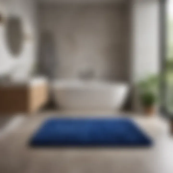 Stylish bathroom accessory royal blue memory foam bath mat