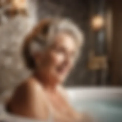 Elegant Senior Woman Enjoying Bath with Lift