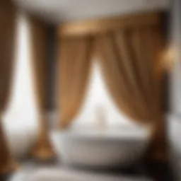 Elegant Silk Drapery in a Modern Bathroom