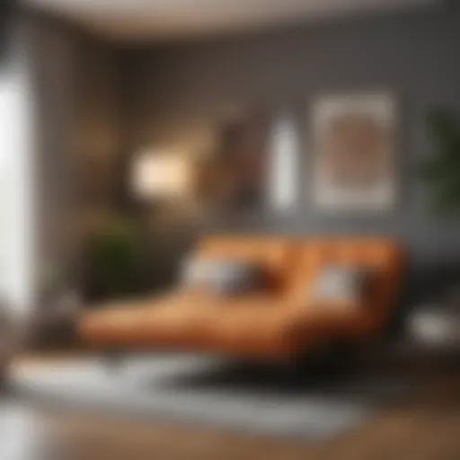 Luxurious Living Space with Queen Size Futon Elegant and sophisticated queen size futon with memory foam mattress in a modern living room